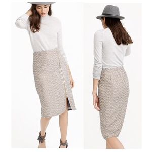 J. CREW Gold/Purple Tweed Pencil Skirt FrontZipper